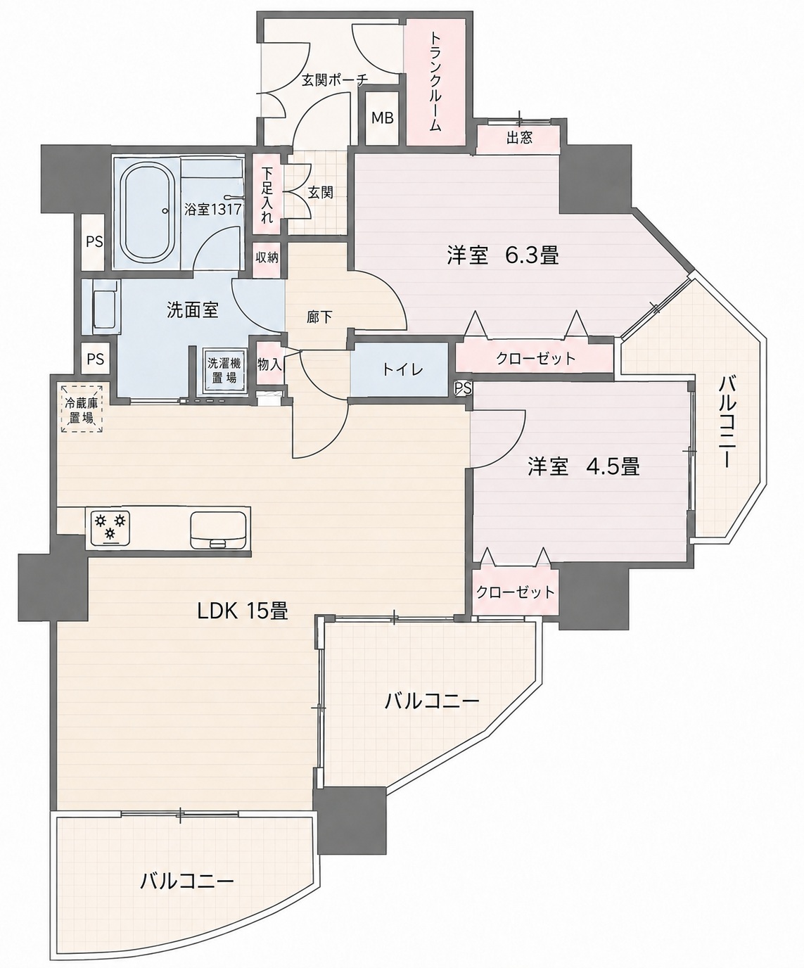 レックス大塚山の手台間取図